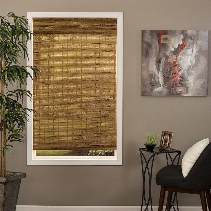 Woven wood shade in the color option Winthrop Camel